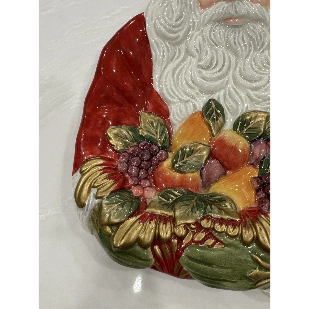 Fitz Floyd Santa Claus Renaissance Cookie Plate Christmas Serving Dish Vtg